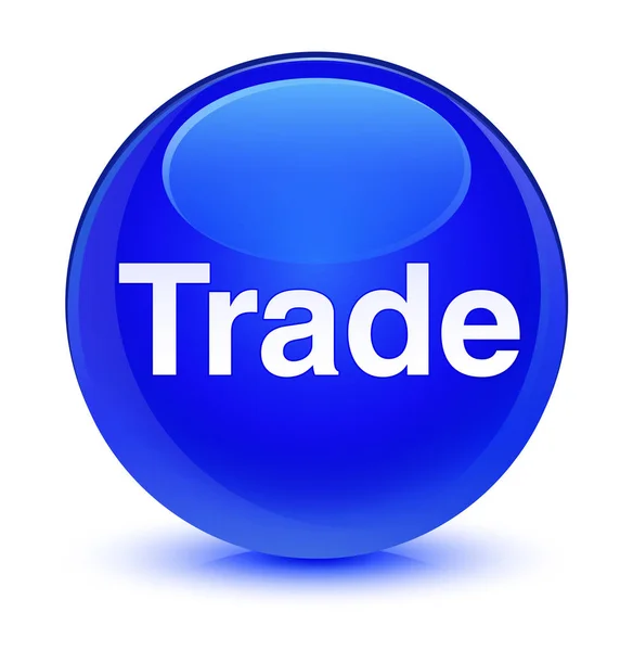 Ticaret camsı mavi yuvarlak düğmesi — Stok fotoğraf