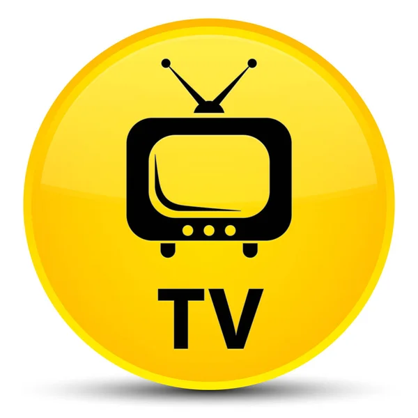 Телевизор специальной желтой круглой кнопки — стоковое фото