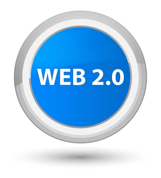 Web 2.0 primer botón redondo azul cian — Foto de Stock