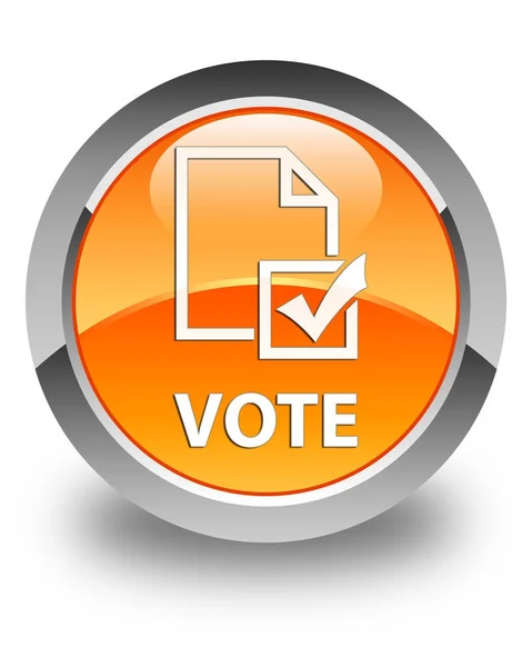 投票 (调查图标) 光泽橙色圆形按钮 — 图库照片