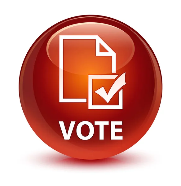 투표 (설문 아이콘) 유리 갈색 둥근 버튼 — 스톡 사진