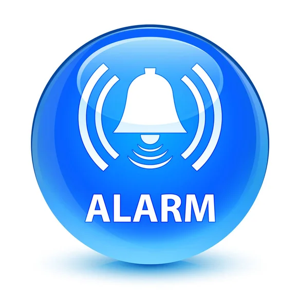 Alarme (icône cloche) bouton rond bleu cyan vitreux — Photo