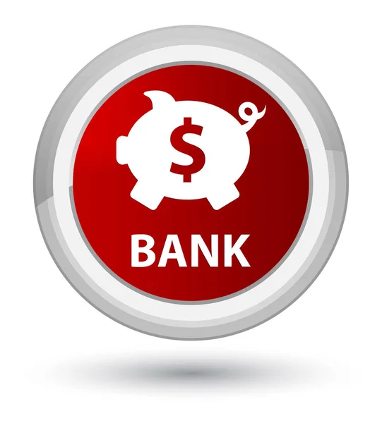 Banco (sinal de dólar de caixa porquinho) botão redondo vermelho principal — Fotografia de Stock