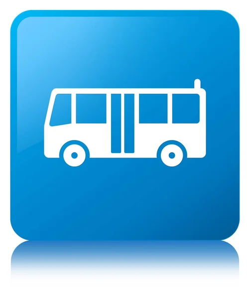 Bus-Symbol cyan blauer quadratischer Knopf — Stockfoto