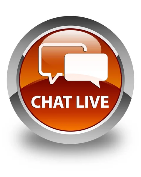 Chat en vivo brillante marrón botón redondo —  Fotos de Stock