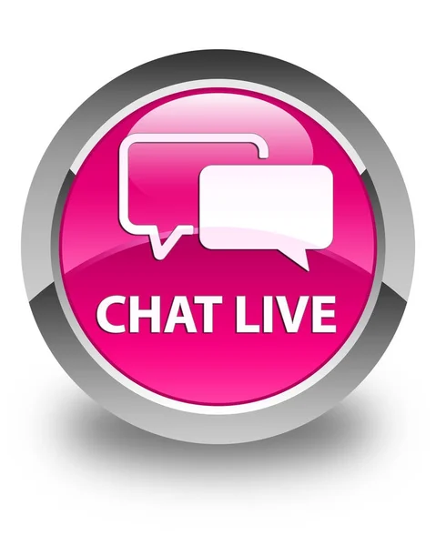 Chat live glanzende roze ronde knop — Stockfoto