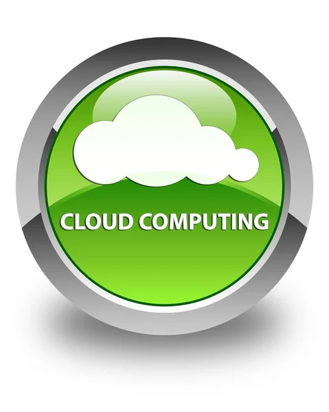 Cloud computing pulsante rotondo verde lucido — Foto Stock