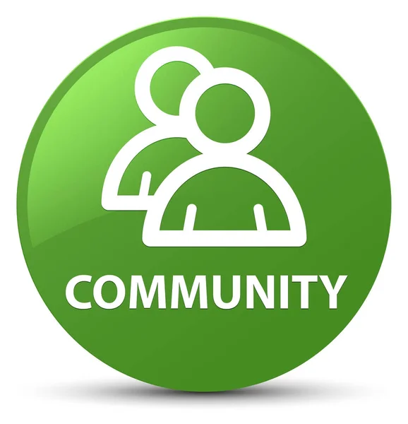 Comunidade (ícone de grupo) botão redondo verde suave — Fotografia de Stock