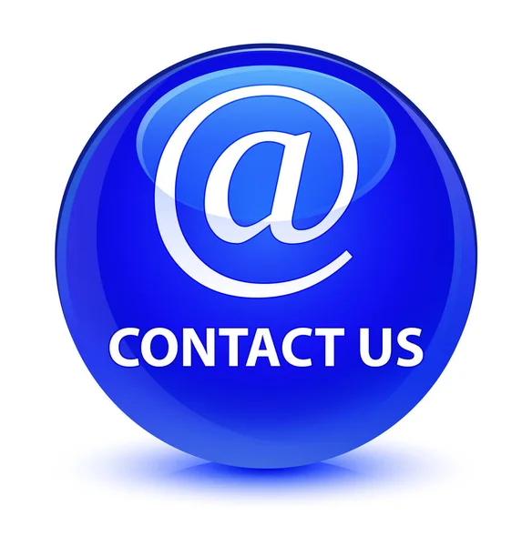 Contacte-nos (ícone de endereço de e-mail) botão redondo azul vítreo — Fotografia de Stock