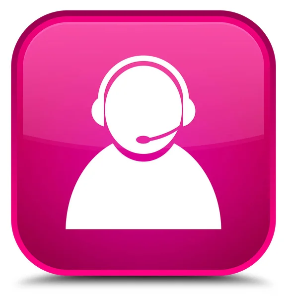 Customer care icon special pink square button — Stock Photo, Image