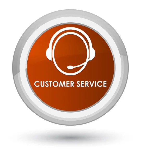 Atendimento ao cliente (ícone de atendimento ao cliente) botão redondo marrom principal — Fotografia de Stock