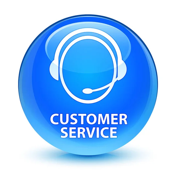 Servicio al cliente (icono de atención al cliente) vidrioso cian azul redondo, pero — Foto de Stock