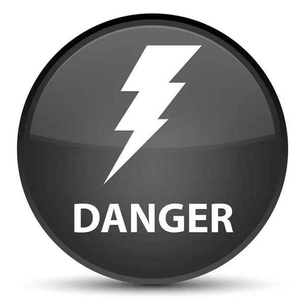 Tehlike (elektrik simgesi) özel siyah yuvarlak düğmesi — Stok fotoğraf