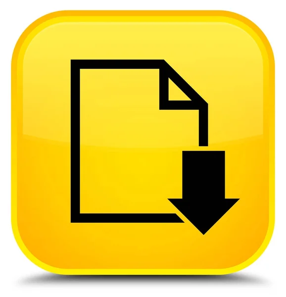 Ladda ner dokument ikon speciella gula fyrkantiga knappen — Stockfoto