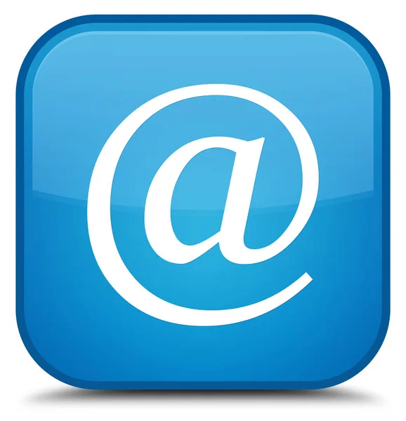 E-posta adresi simgesi özel camgöbeği mavi kare düğme — Stok fotoğraf