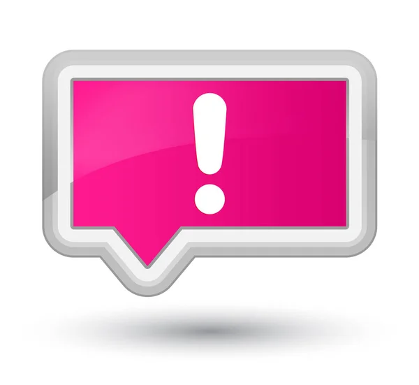 Punto esclamativo icona primo pulsante banner rosa — Foto Stock
