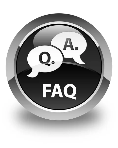 FAQ (fråga svar bubbla ikon) glänsande svart rund knapp — Stockfoto