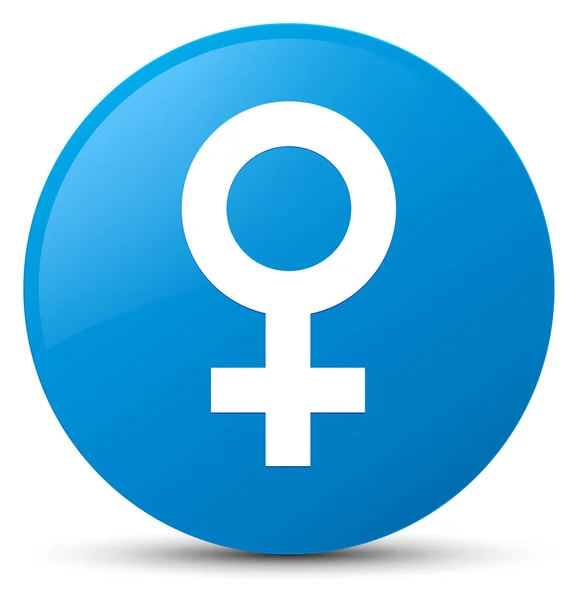 Female sign icon cyan blue round button — Stock Photo, Image