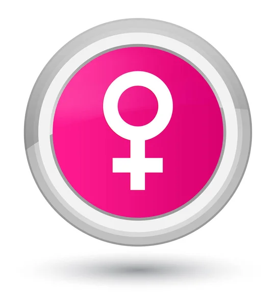 Kobiece znak ikona prime różowy okrągły przycisk — Zdjęcie stockowe