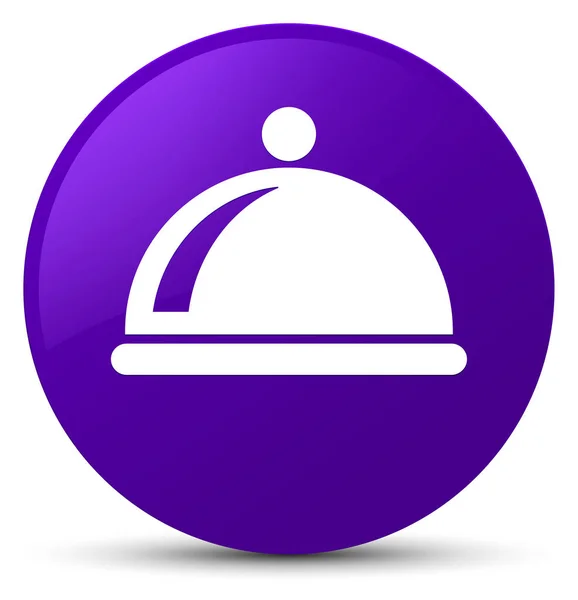 Comida icono plato púrpura botón redondo —  Fotos de Stock