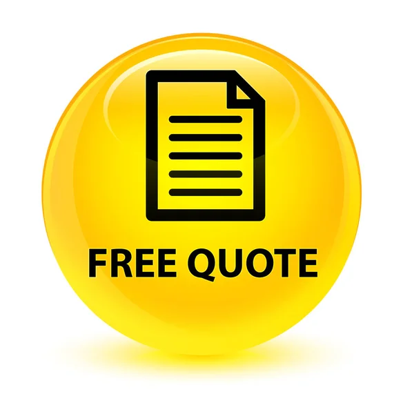 Free quote (page icon) glassy yellow round button — Stock Photo, Image