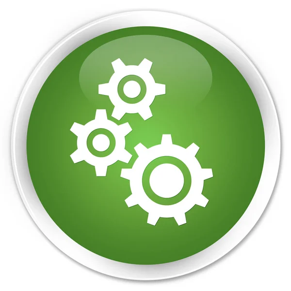 Γρανάζια εικονίδιο premium μαλακό πράσινο στρογγυλό κουμπί — Φωτογραφία Αρχείου