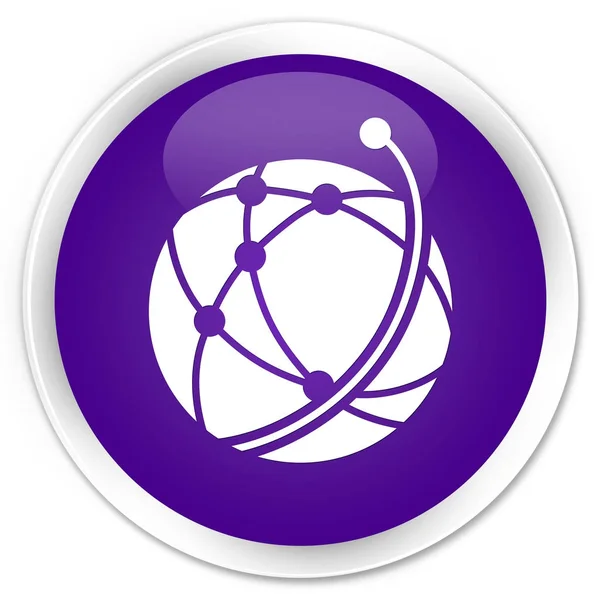 全球网络图标溢价紫色圆形按钮 — 图库照片