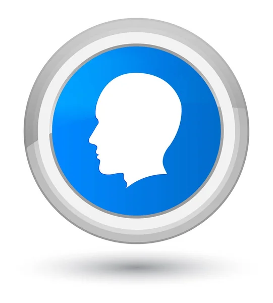 Cabeça ícone rosto masculino ciano principal botão redondo azul — Fotografia de Stock
