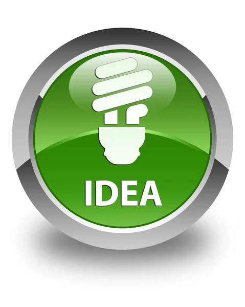 Idea (icona della lampadina) pulsante rotondo verde morbido lucido — Foto Stock