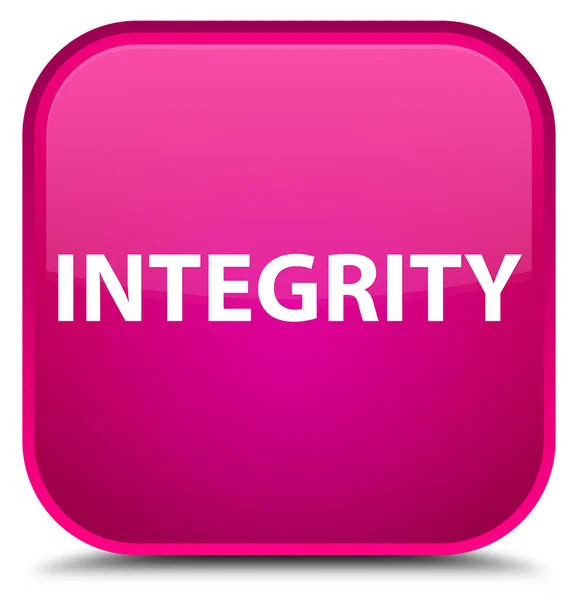 Speciální růžové čtvercové tlačítko integrita — Stock fotografie