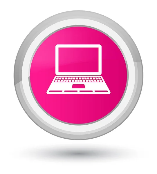 Laptop icon prime pink round button — Stock Photo, Image