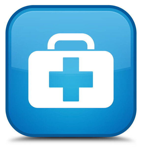 Medical bag icon special cyan blue square button