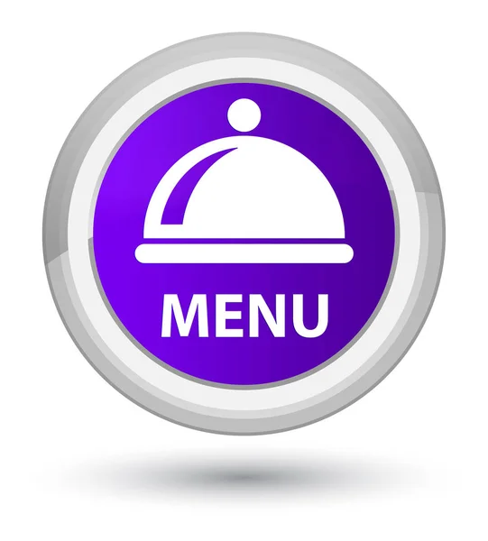 Menú (icono de plato de comida) botón redondo púrpura prima — Foto de Stock