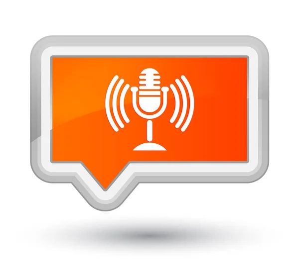 Mic icon prime orange banner button — Stock Photo, Image