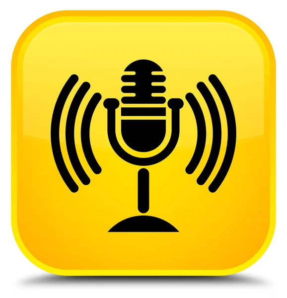 Ícone de microfone botão quadrado amarelo especial — Fotografia de Stock