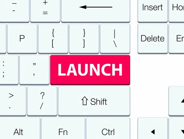 Botão de teclado rosa lançamento — Fotografia de Stock