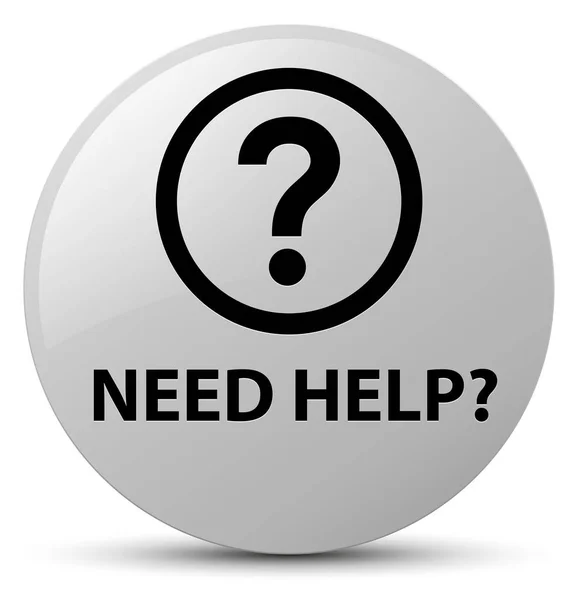 Need help (question icon) white round button — Stock Photo, Image
