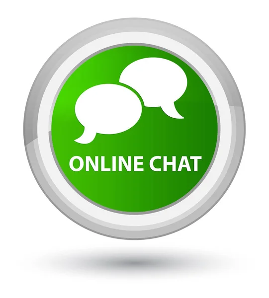On-line chat prvotní zelené kulaté tlačítko — Stock fotografie