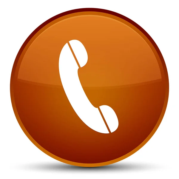 Ícone do telefone botão redondo marrom especial — Fotografia de Stock