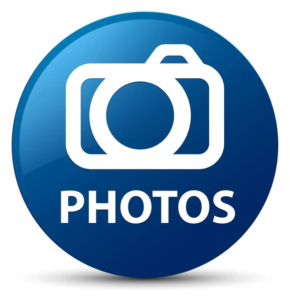 Fotók (a fényképezőgép ikonra) kék kerek gomb — Stock Fotó