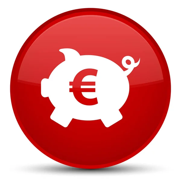 小猪银行欧元符号图标特别红圆按钮 — 图库照片