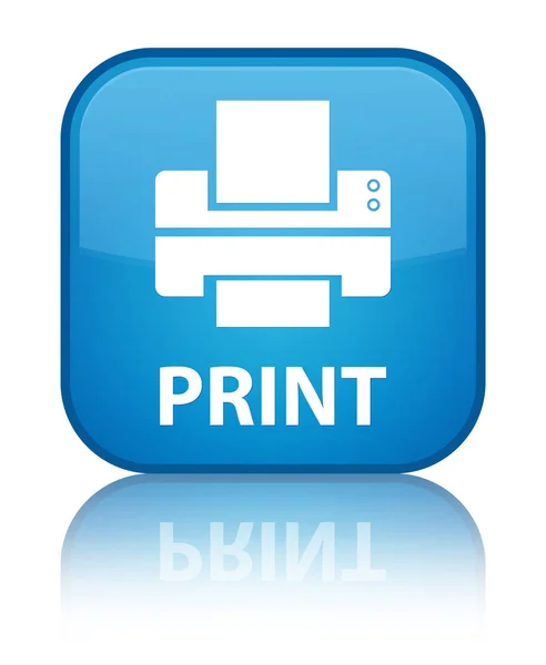 Друкувати (піктограма принтера) спеціальну блакитну квадратну кнопку — стокове фото