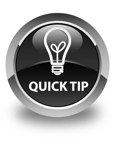 Quick tip (bulb icon) glossy black round button — Stock Photo, Image