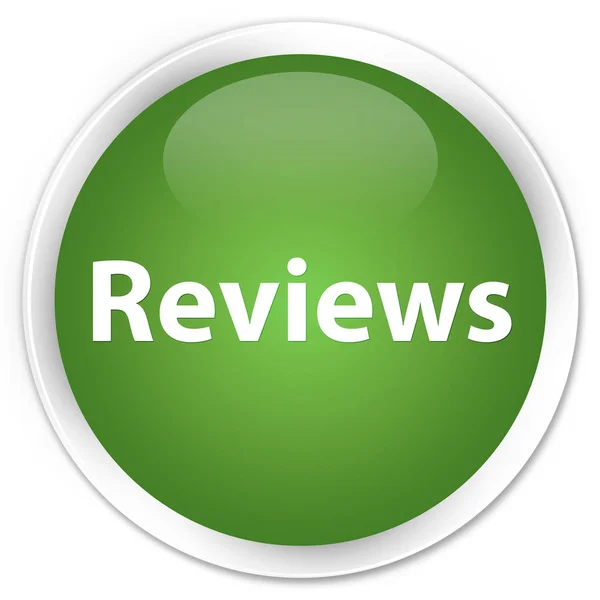 Reviews premium soft green round button — Stock Photo, Image