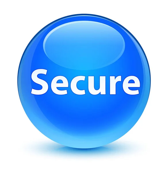 Secure glassy cyan blue round button — Stock Photo, Image