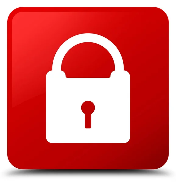 Padlock icon red square button — Stock Photo, Image
