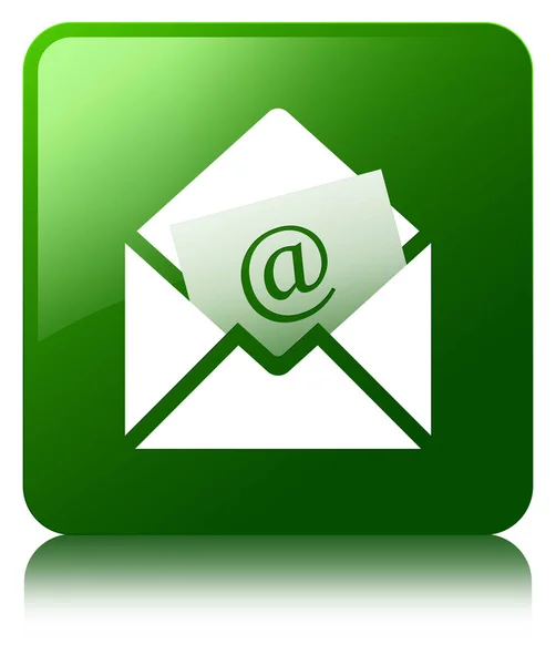 新闻稿电子邮件图标绿色方形按钮 — 图库照片#