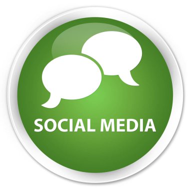 Sosyal Medya (sohbet balonu simgesinin) sigorta primi yumuşak yeşil yuvarlak düğmesi
