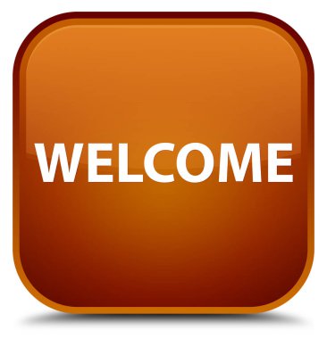 Hoş geldiniz özel kahverengi kare düğme