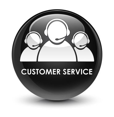 Müşteri hizmeti (takım simgesi) cam gibi siyah yuvarlak düğmesi